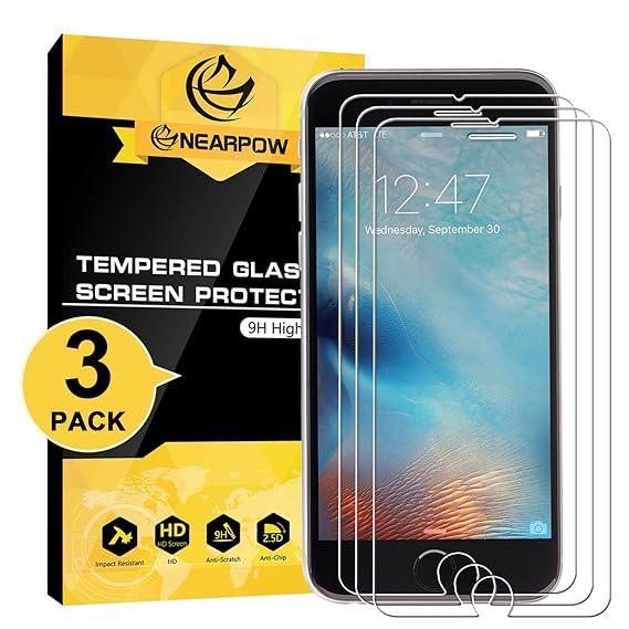 [3 Stück]Nearpow Panzerglas Displayschutzfolie für iPhone 6S / 6, Schutzfolie 9H Härte, Anti-Kratzen, Anti-Öl, Anti-Bläschen,