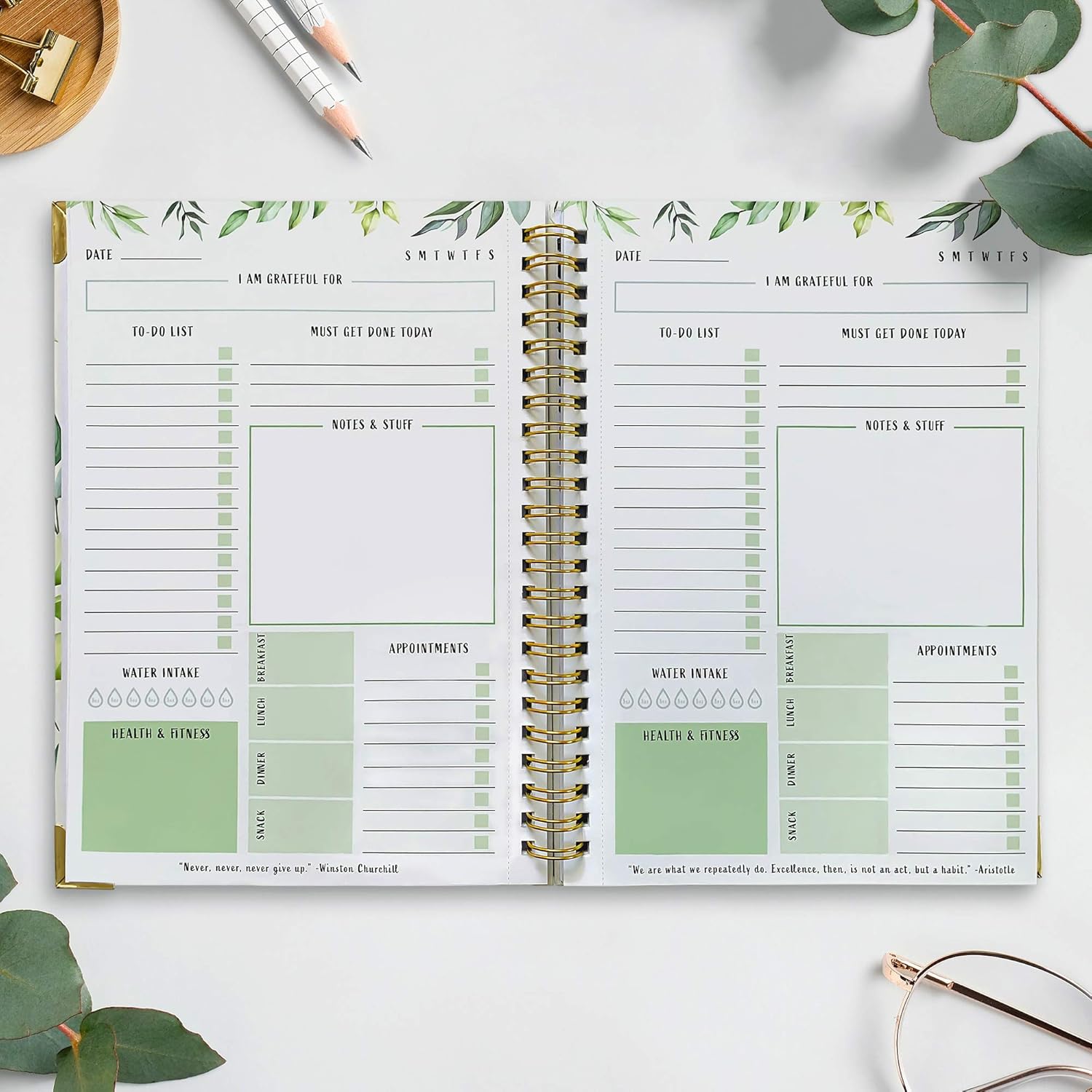 Simplified Greenery To Do List Notebook - Beautiful Daily Planner Easily Organizes Your Daily Tasks And Boosts Productivity - The Perfect Journal And Undated Office Supplies Notepad For Women : Office Products