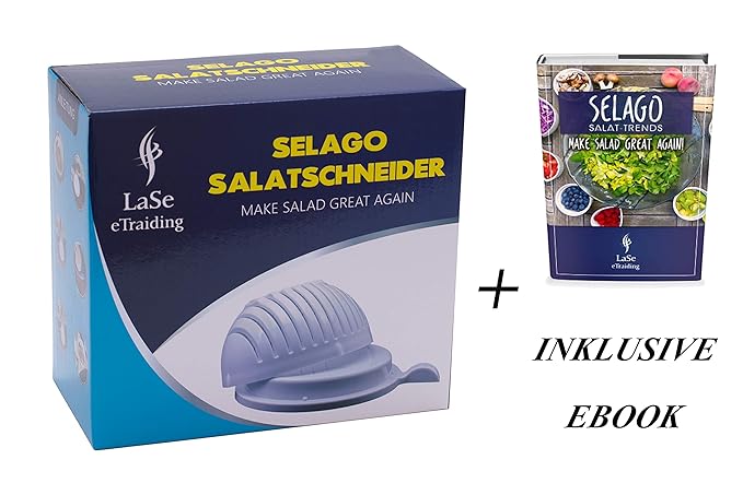SELAGO Salatschneider Salat Maker Salatschleuder Salatschüssel Salat Cutter Bowl Obst Gemüse Salat in 60 Sekunden Inklusive E