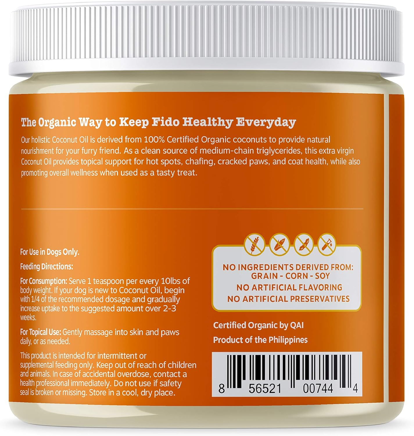 Zesty Paws Coconut Oil for Dogs Certified Organic Extra Virgin