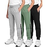 Real Essentials 3 Pack: Boys' Cotton Fleece Jogger Sweatpants - Active Athletic Youth Pants for Teens with Pockets