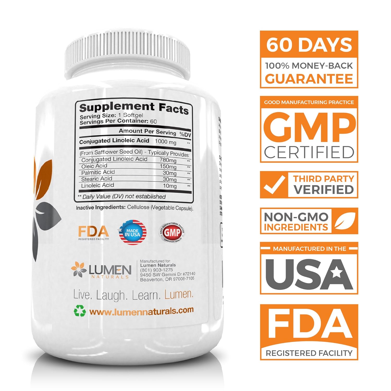 CLA 1000 mg Natural Metabolism Booster for Women & Men Conjugated