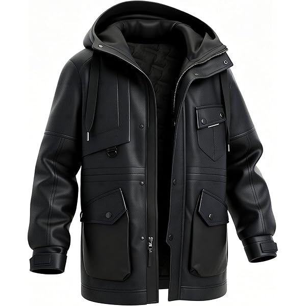 TruClothing Mens 3/4 Long Real Leather Duffle Jacket Coat Safari