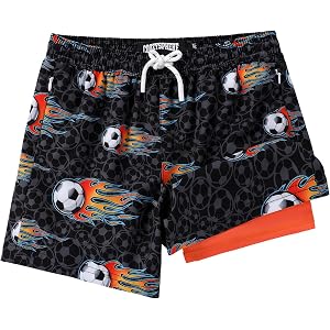 CoozySphere Boys Swim Trunks with Compression Liner 3T-16 Swimming Shorts Quick Dry Bathing Suit with Zipper Pockets