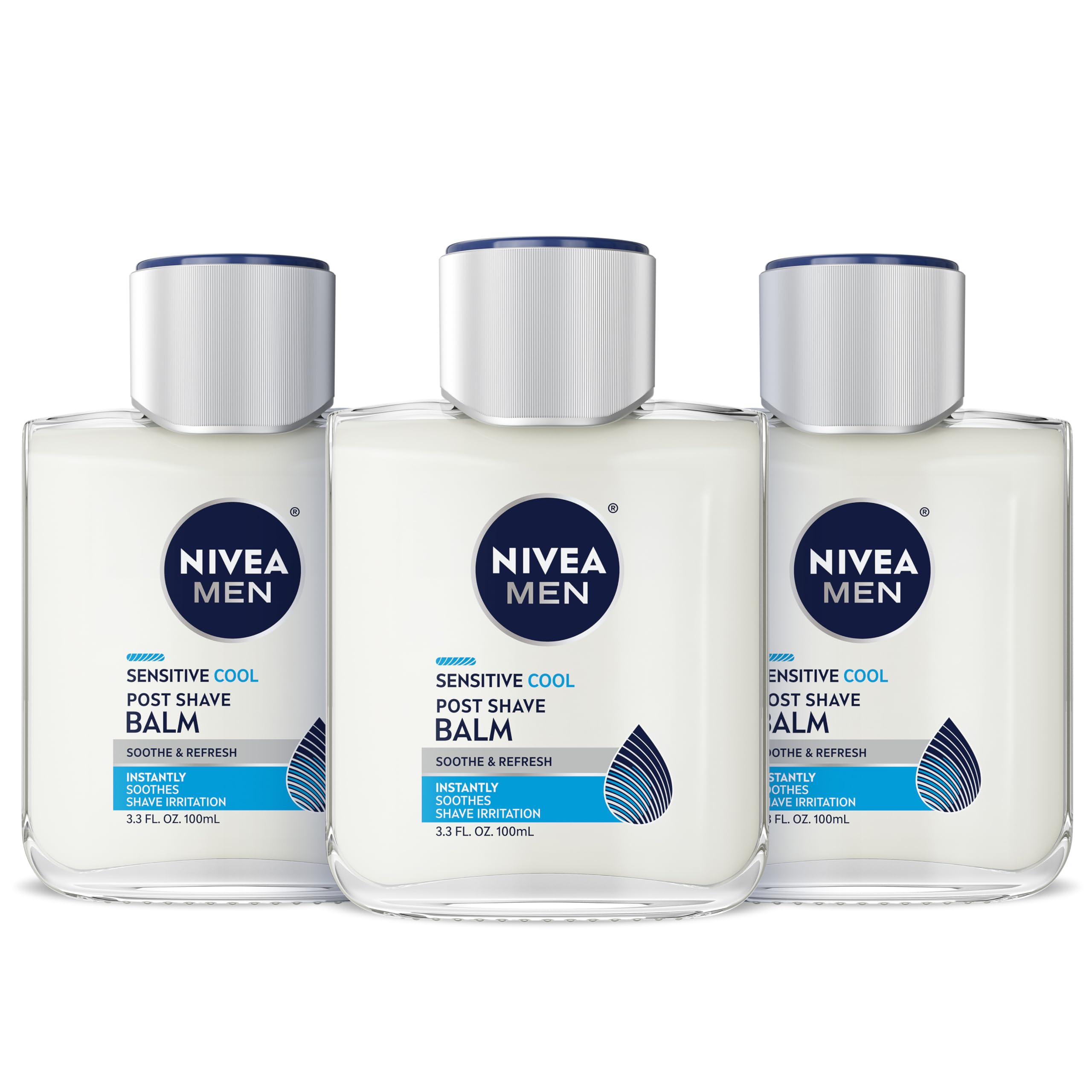 Nivea For Men Sensitive Cooling Post Shave Balm - 3.3 oz by Nivea Men 100 ml, 3 Count (Pack of 1)