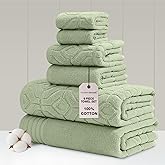 Modern Threads 6-Piece 100% Combed Cotton Yarn Dyed Diamond Gate Jacquard Towel Set Seafoam