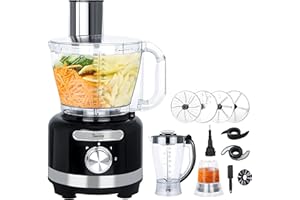 Davivy 16-Cup Food Processors Electric Grinder Blender Combo,10-in-1 Multifunction 3.8L Food Chopper 1.75L Blender 0.25L Grin