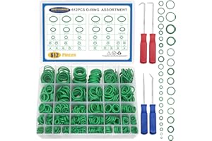 BUSY-CORNER 612 Pcs Automotive AC O Rings Kit, SAE& Metric Air Conditioning O Rings Assortment for Car A/C Compressor and Professional Plumbing Faucet Seal Repair with 4PCS O-Ring Picks