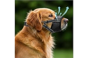 EVOLLAX Dog Muzzle for Large Dogs - Soft Breathable Muzzle for Large Sized Dog with Air Mesh | Adjustable Mussels for Dogs Grooming | Muzzles to Prevent Biting Barking Chewing Allows Panting Drinking