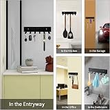 GTK Key Holder Wall Mounted with 6 Hooks and Top Tray Rack Black view 6
