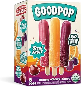 GOODPOP - Organic Assorted Freezer Pops - 100% Fruit Juice, No Artificial Dyes or Flavors, No Added Sugar, 6 Count