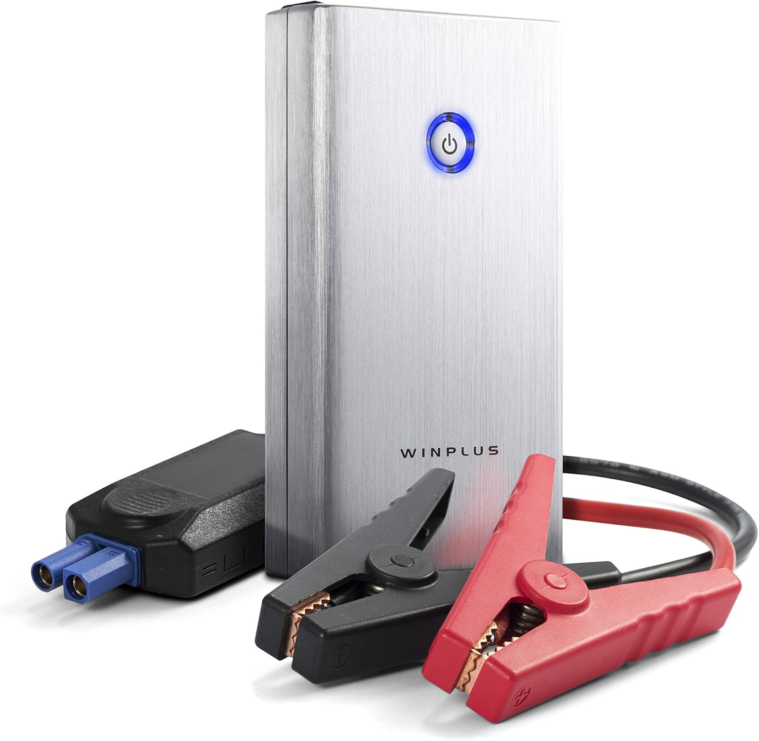 WINPLUS AC55929-60 8000mAh Silver Aluminum High Output Portable Jump Starter & Power Bank | Car Truck SUV Motorcycle | Flashlight | USB Ports | 350A Peak | Compact Carrying case