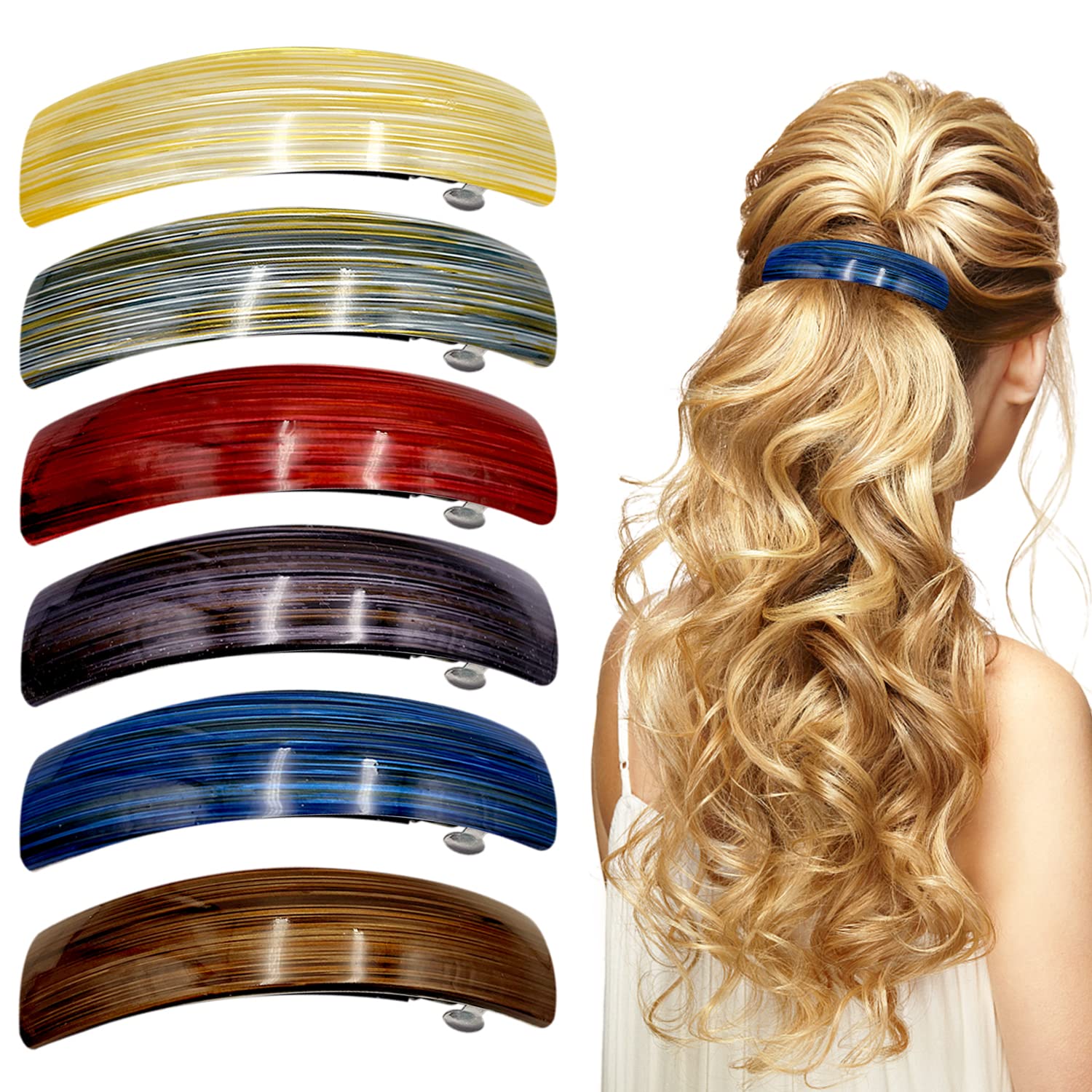 6 Pieces Barrettes Retro Hair Barrettes, Hair Clips Women for FineHair, Classic Automatic Hairs Clip, Simple Spring AdultHair Slides