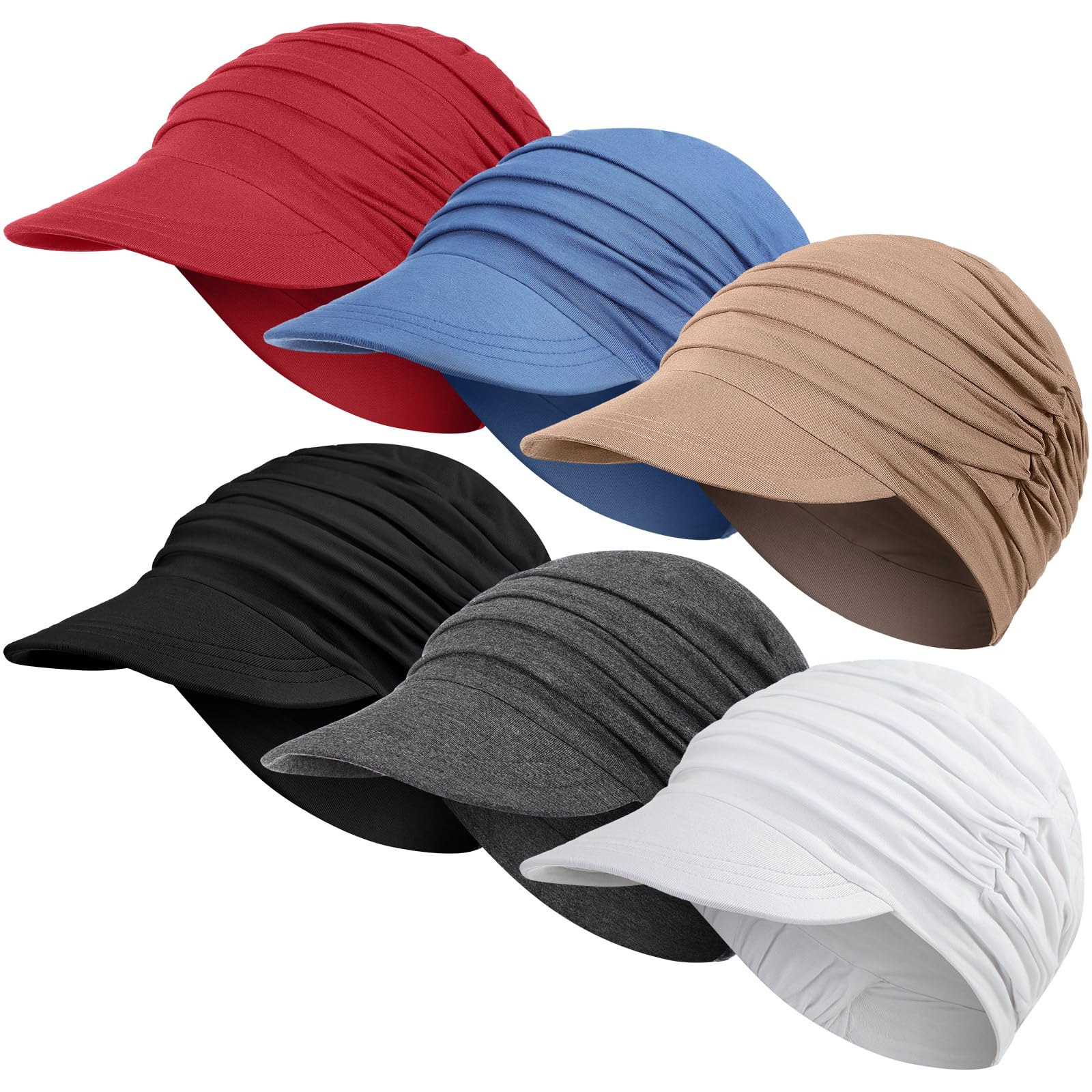 Photo 1 of Jamntower 6 Pcs Chemo Cancer Hat for Women Breathable Bamboo Newsboy Baseball Cap Soft Headwear for Cancer Patient Hair Loss(Black, White, Dark Gray, Khaki, Wine Red Blue)