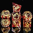 Ring DND Dice Set Sharp EdgeResin Dice,Golden Ring Inclusion Lord of The Rings D&D Dice RPG Role Playing Games, Dungeons and Dragons Polyhedral Dice Set（red）