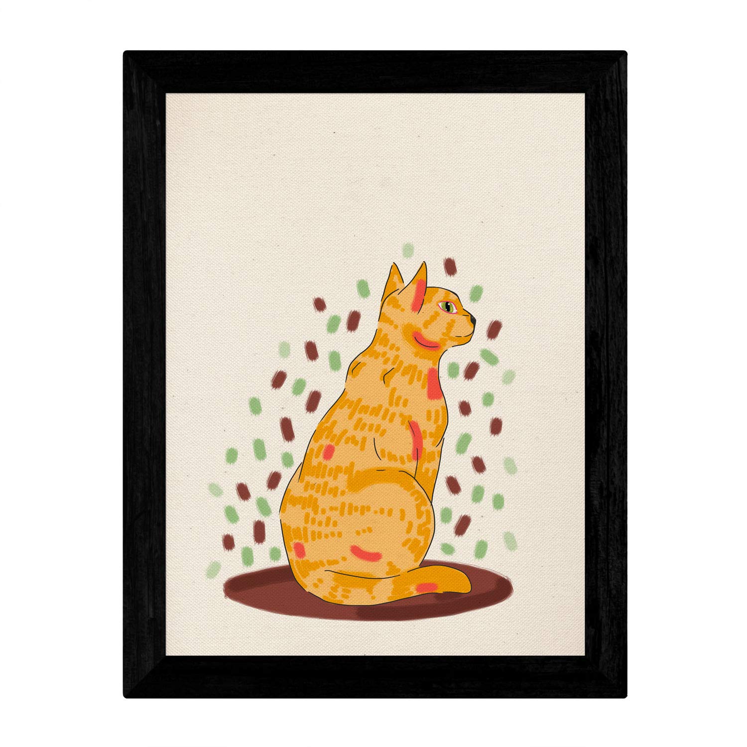 Nacnic poster yellow brown cat sitting on A4 size paper funny colorful print. Frameless