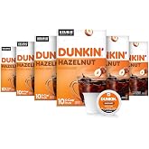 Dunkin&rsquo; Hazelnut Artificially Flavored Coffee, Keurig K-Cup Pods, 60 Count | 6 boxes of 10 single serve coffee pods each, Smooth &amp; rich flavor, Made with arabica coffee, Shelf stable, SNAP EBT eligible