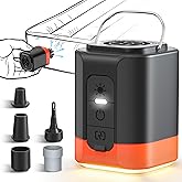 Portable Electric Air Pump for Inflatables, 2600mAh Fast Air Mattress Pump with Efficient Heat Dissipation, 3 Lighting, 5 Nozzles, Inflate Deflate for Sleeping Pads, Pool Floats, Vacuum Storage Bags