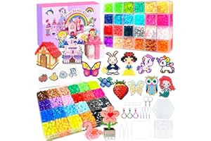 AJAZPER Fuse Beads Kit - 48 Colors 5mm Fuse Beads Set with Pegboards, Ironing Papers and Accessories, Fuse Beads 2 Boxes, DIY Craft Kits for Kids, Arts and Crafts Gifts for Girls & Boys Christmas Birthday