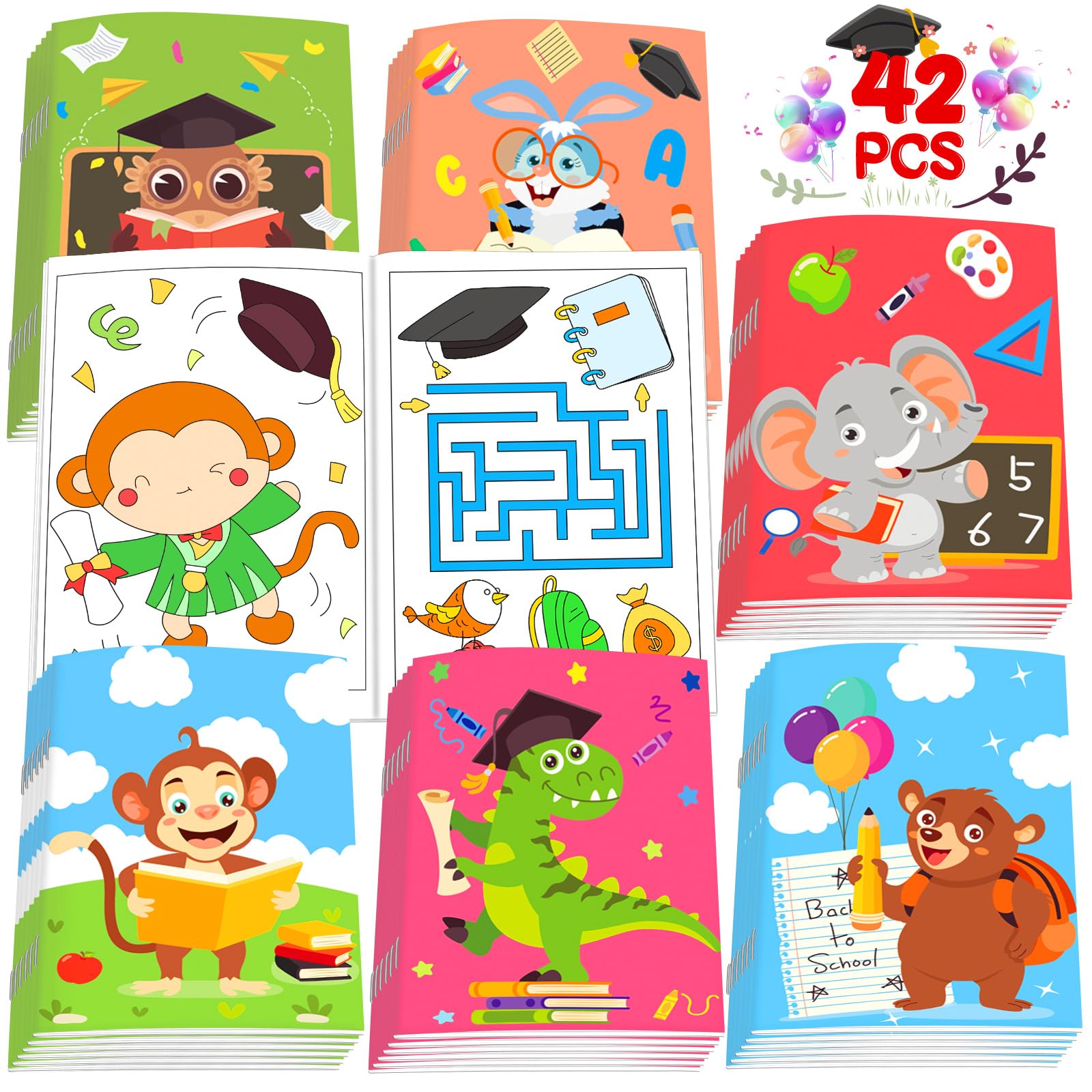 Photo 1 of 42Pcs Kindergarten Graduation Mini Coloring Books for Kids Preschool School Classroom Party Favors Small Activity Books Bulk for Student Teacher Congrats Grad Gift Goodie Bags Stuffer Artwork Supplies