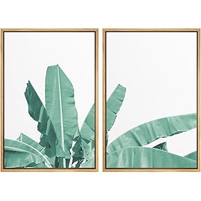 SIGNWIN Framed Wall Art Print Set Watercolor Plant...