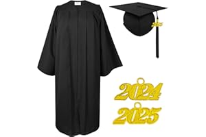 Herrenbek Matte Graduation Cap and Gown 2024 2025 Tassel Adults Set for High School and Bachelor