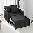 Esright Sleeper Chair, 3-1 Convertible Chair Bed Pull Out Single Sofa Bed with Adjustable Backrest, 2 Pillows, Side Pocket, Upgrade Memory Foam Armchair for Space Saving, Apartment, Office, Black
