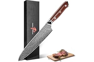 Purple Dragon Damascus Chef Knife 8 Inch, VG10 Steel Japanese Chef Knives for Kitchen Cooking Meat Cleaver, Cutting Vegetable