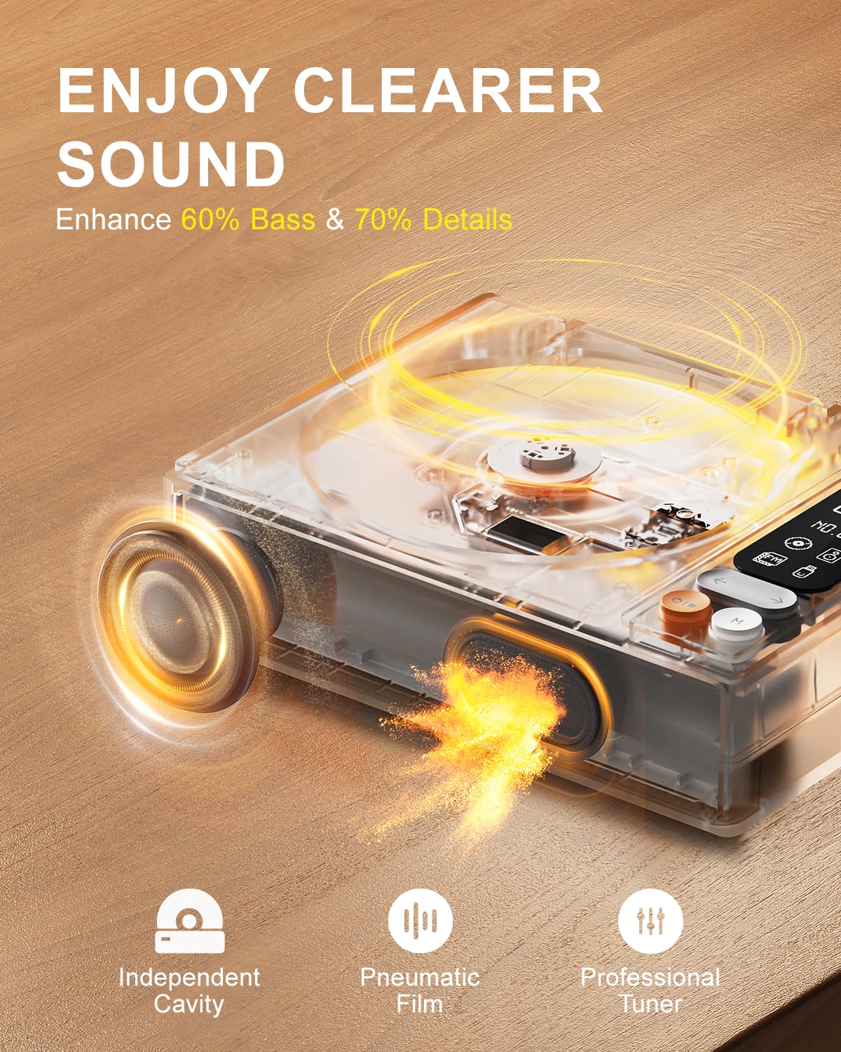 Leapwell CD Player Portable Bluetooth Desktop CD Players for Home with Speakers Rechargeable Small Retro CD Player with LCD Screen Optical USB White