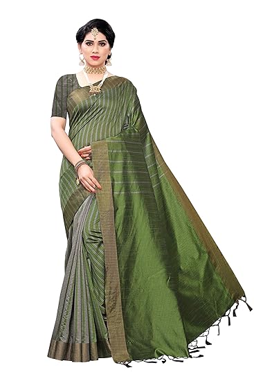 Womens plain weave printed Cotton Silk saree free size PAITHANI