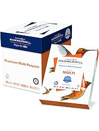 Hammermill Paper, Premium Multipurpose Paper, 8.5 x 11 Paper, Letter Size, 24lb Paper, 97 Bright, 5 Reams / 2,500 Sheets (105810C) Acid Free Paper