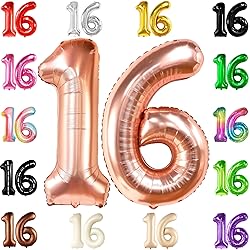 KatchOn, Rose Gold 16 Balloon Numbers - 40 Inch