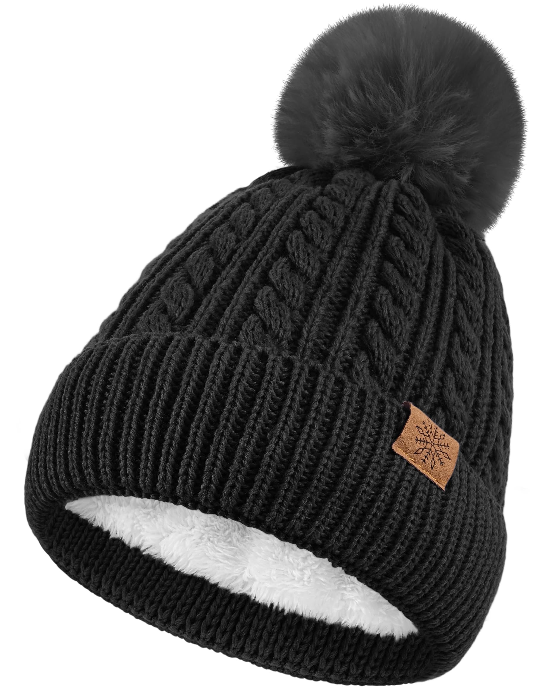 Photo 1 of *MINOR DAMAGE - USED*
Clothclose Winter Hats for Kids - Kids Beanie, Toddler Knit Girls Winter Hat with Cute Pom-Pom Warm Fleece, Knit Girls Hat, Black