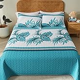 OARAGE Quilt Bedding Set, Blue Queen Comforter Set, Full Size Bedding Comforter Sets, Soft Lightweight Bedspread, Ultrasonic Microfiber Bed Coverlet for All Season (1 Quilt,2 Sham)