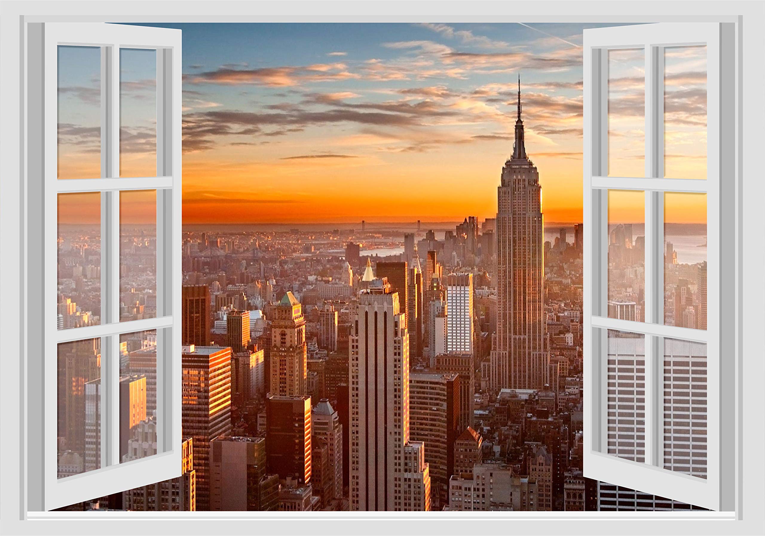 Wall Stickers Window - NEW YORK Sunset Skyscrapers - 70x100 cm WALL Stickers 3D wall wall