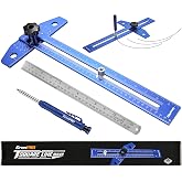 GRENPRO Speed Combination T-Square Woodworking Carpenter Angle Finder Ruler | Includes Carpenter Pencil &amp; Steel Ruler, Aluminum Slide Scribe, Framing &amp; Combination Square, Drafting Tools Marking Gauge