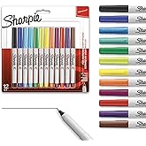 Sharpie Permanent Markers, Ultra Fine Point, Assorted Colors, 12 Count
