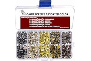 CREEDOX Chicago Screws 150 Sets, 5/16 Inch Zinc Alloy - Flat Head Studs Screw Rivets for Leather – Suitable for DIY Leather Crafts, Belts, Handbags & Garments (5 Colors) (5 Colors Pack of 150)
