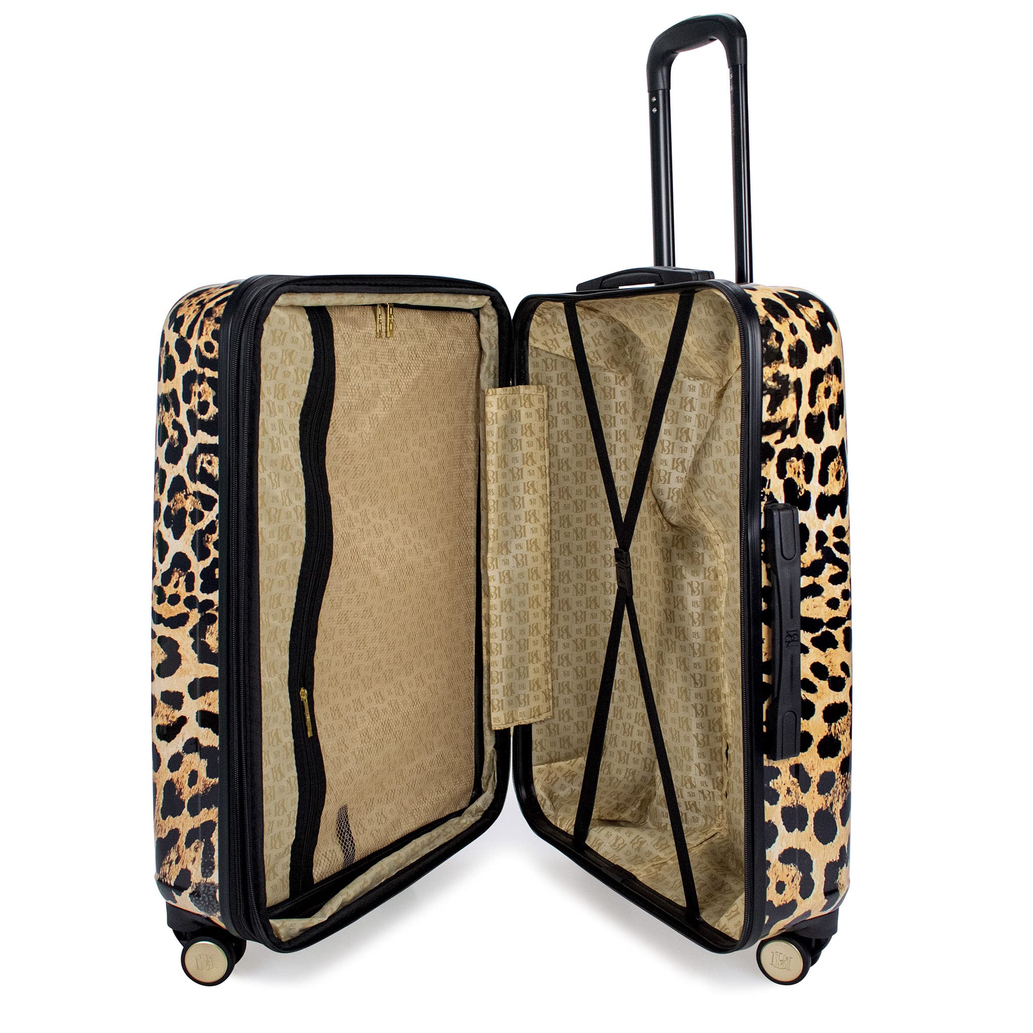 Badgley Mischka Leopard 3 Piece PC-ABS Expandable Luggage Set