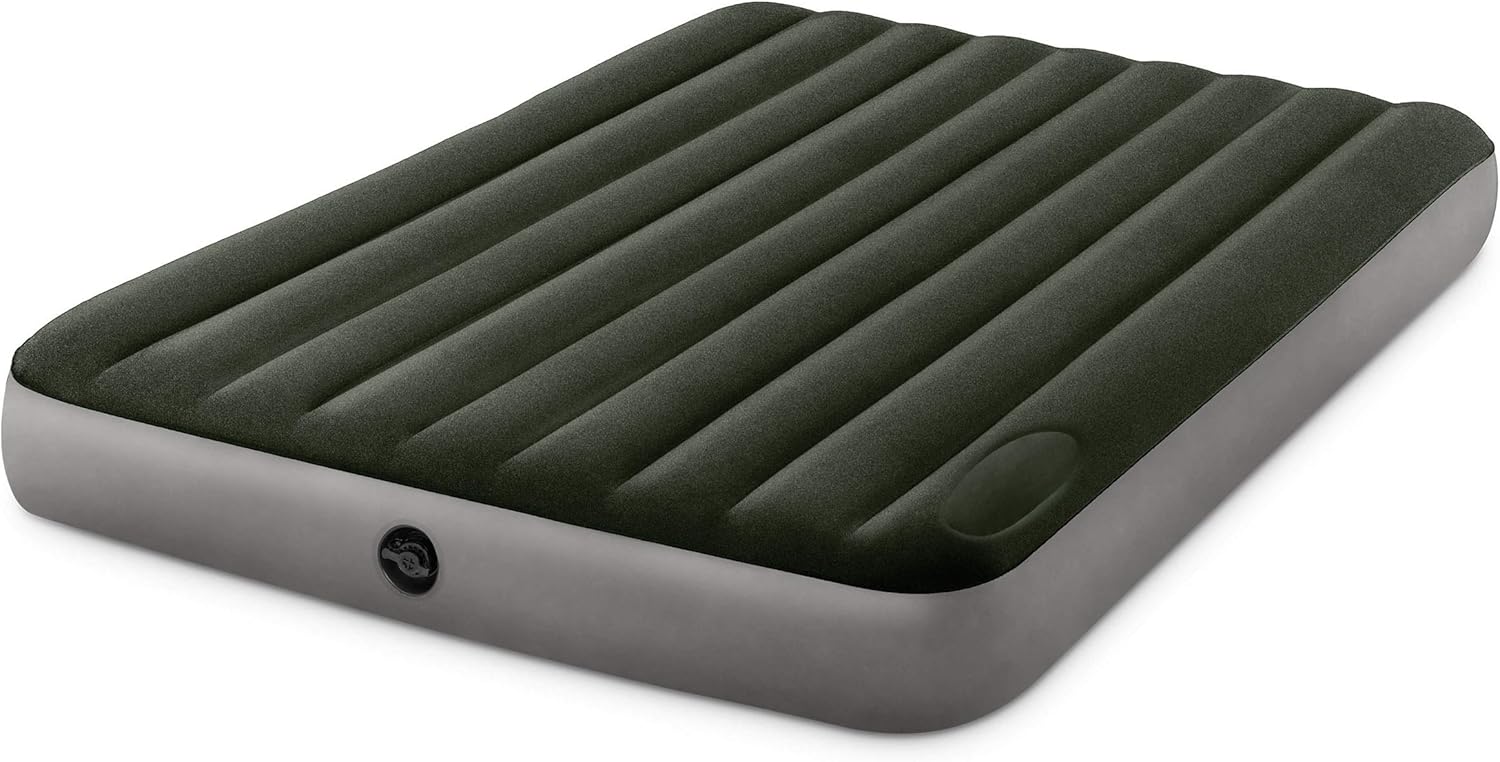 Intex Dura-Beam Standard Series Downy Airbed with Built-in Foot Pump, Queen : Sports & Outdoors