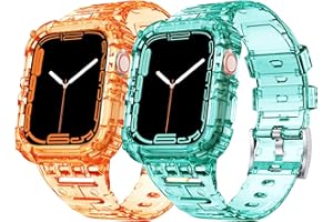 ABELTA Compatible with Clear Apple Watch Band 38mm 40mm 41mm 42mm 44mm 45mm with Protective Case,Shockproof band for iwatch Bands Series 8 7 6 5 4 3 2 1