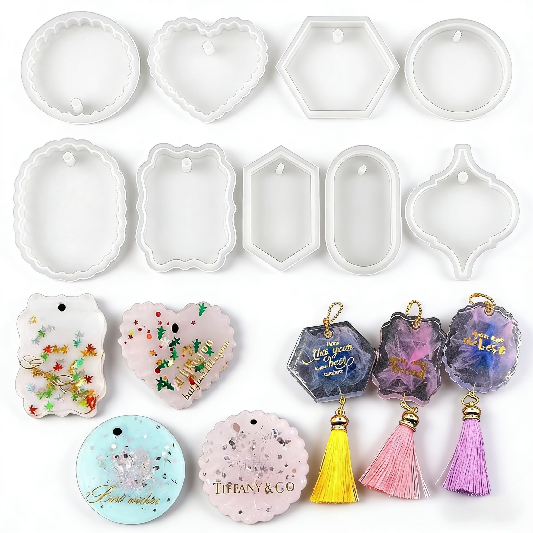 EPODA Resin Silicone Moulds, Epoxy Resin Pendant Moulds, DIY Jewelry Keychain Molds for Keyring Charm Craft