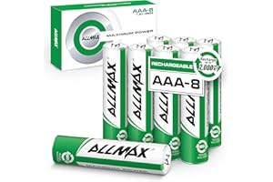 ALLMAX BATTERY Allmax AAA Maximum Power Precharged Rechargeable Triple A Batteries (8 Count) – Ultra Long-Lasting, Recharge up to 2,000 Times – 1.2V