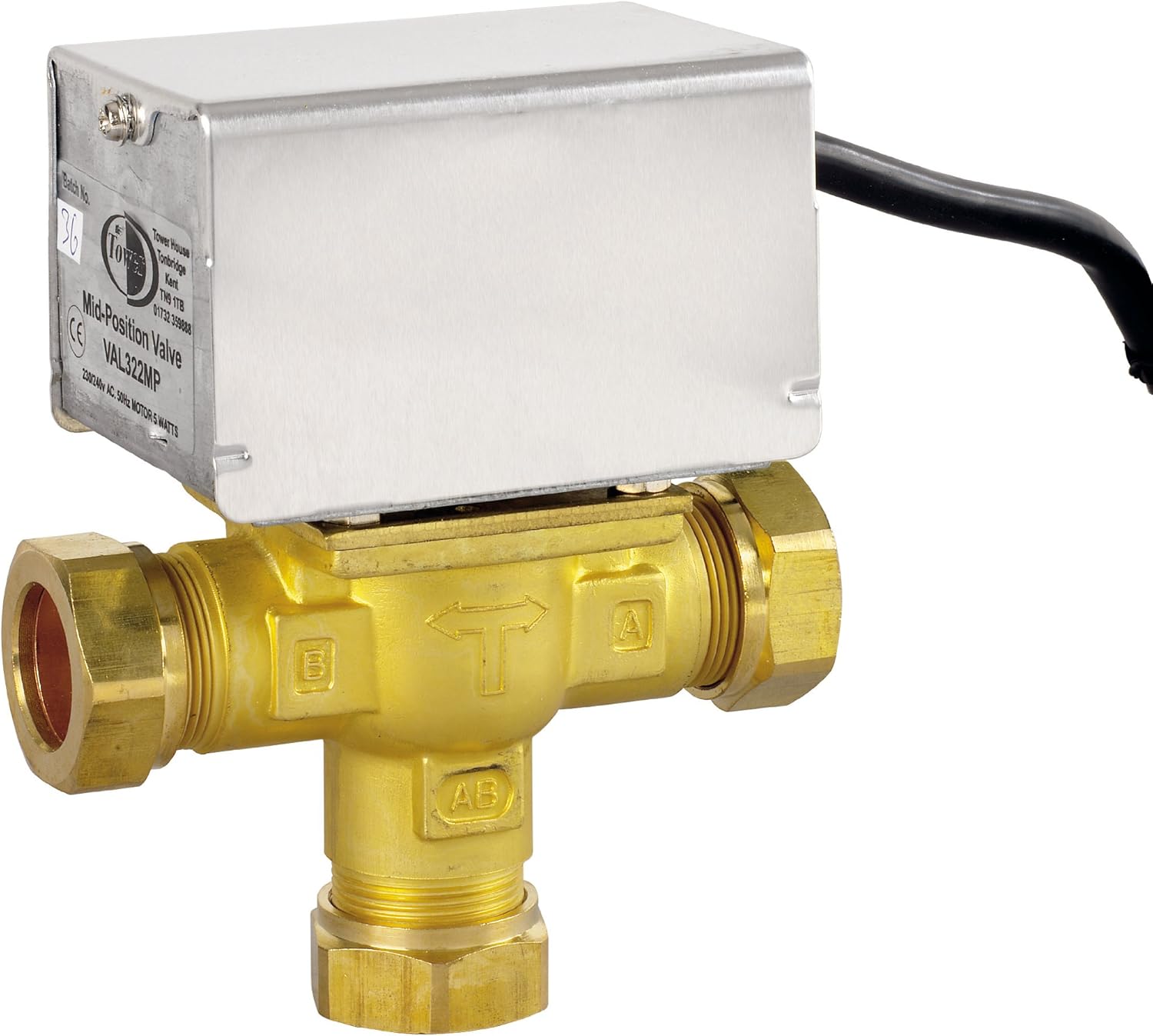 Tower Flue Components VAL322MP 3 Port Mid-Position Valve, 22 mm
