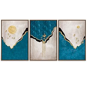 SIGNWIN 3 Piece Framed Canvas Wall Art Abstract...