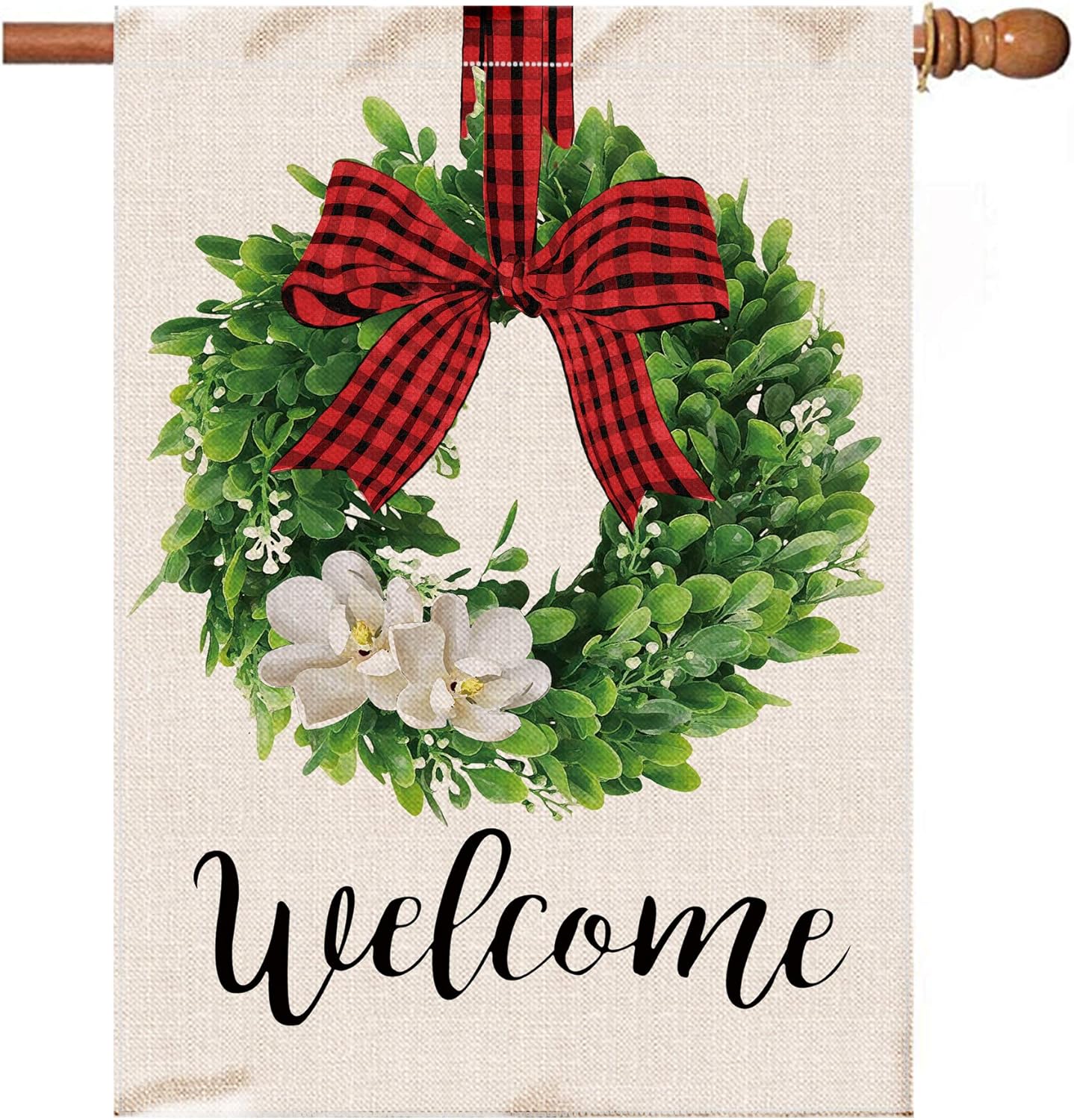 80% off : Hexagram Boxwood Wreath Welcome Garden Flag, Burlap