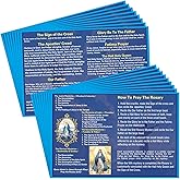 Motiskyy 50 Pcs How to Pray The Rosary Pamphlet Prayer Cards 6 x 4 Inches Rosary Pamphlet Paper Booklet Catholic for Beginners Sunday School Learning(Dark Blue)