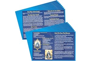 Motiskyy 100 Pcs How to Pray the Rosary Prayer Card 6 x 4 Inches Laminated Pamphlet Paper How to Pray the Rosary Booklet Cath