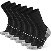 BUDERMMY Men's Cotton Moisture Wicking Heavy Cushion Crew Work Socks,6-12, 6Pairs