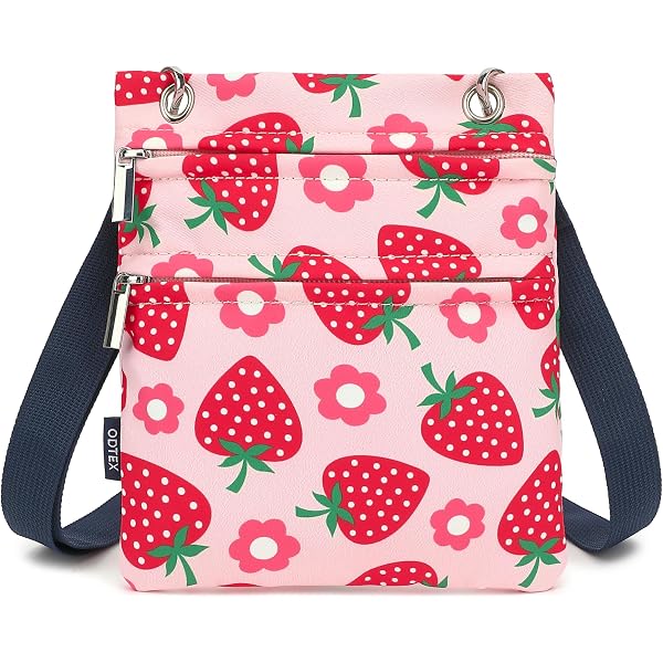 Erinaco Transparent Strawberry Shoulder Bag - Mini Canvas Backpack, Cute Fruit Design